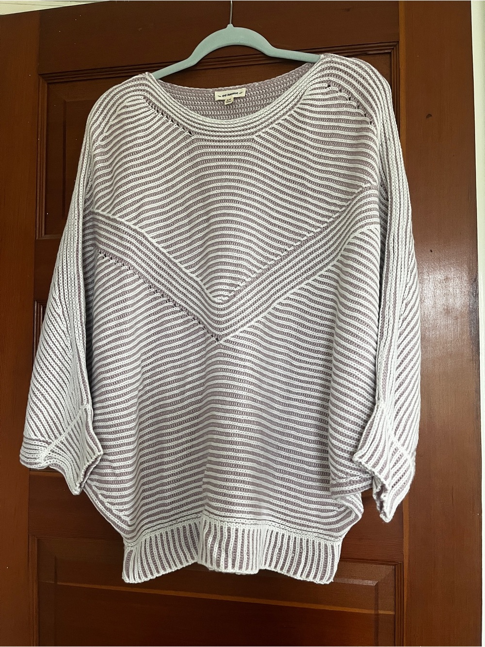 eesome Lavender Striped Scoop-Neck Knit Sweater